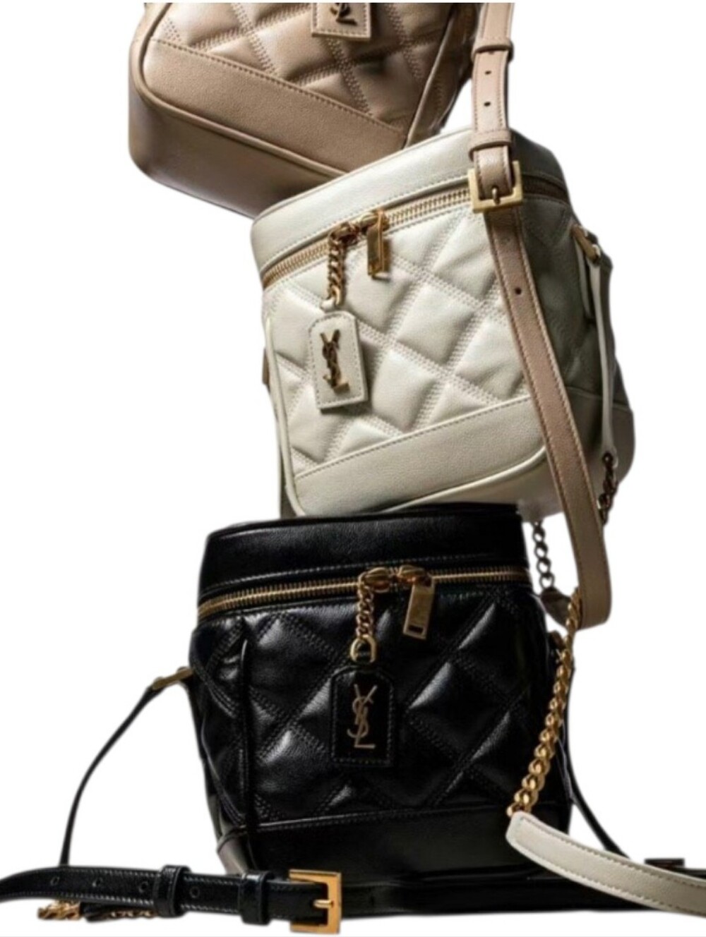Like NEW! SAINT LAURENT YSL Black Quilted Grain De Poudre Leather 80s Vanity Bag - Picture 2 of 16